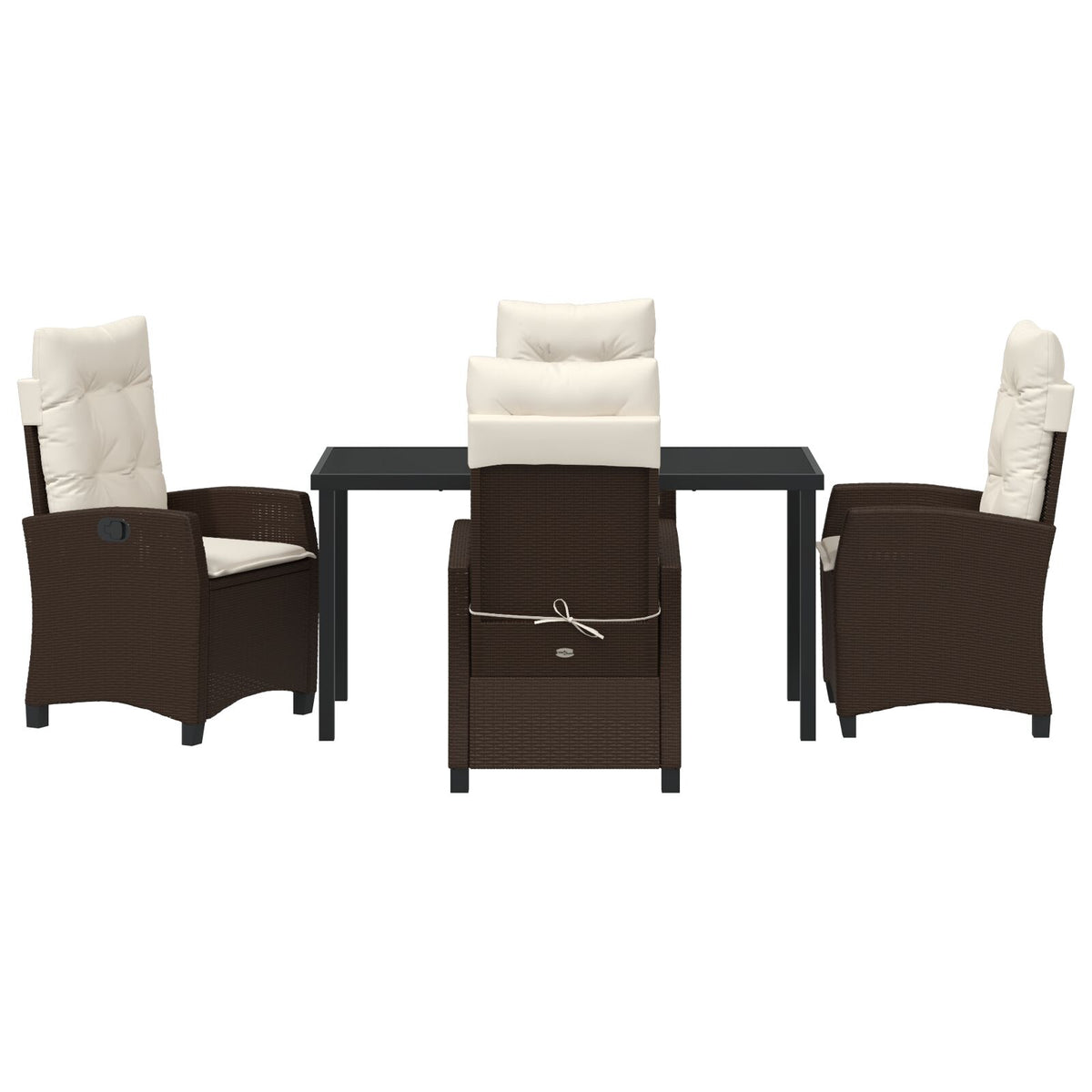 5-teiliges Garten-Essgruppe mit Kissen Braun Poly-Rattan