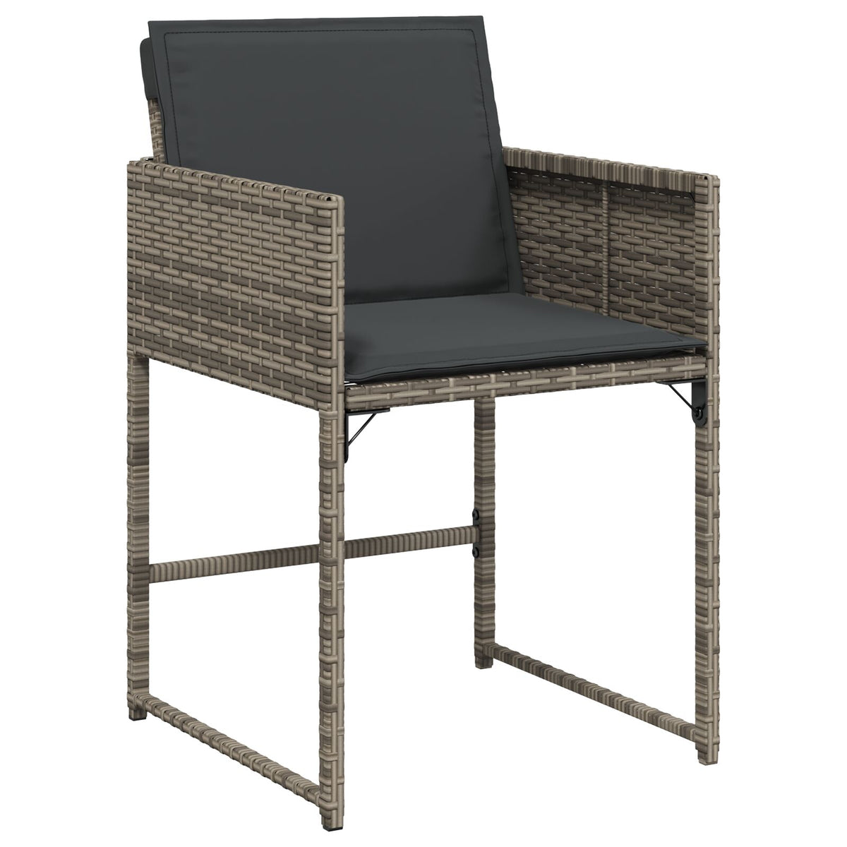 5-teilige Garten-Essgruppe mit Kissen in Grau aus Poly-Rattan