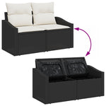 Garten Essgruppe Set von 6 Beige, Schwarz Rattan, Polyester Kissen