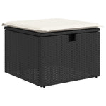 7-teiliges Garten Essgruppe mit Kissen Schwarz Poly Rattan Akazie