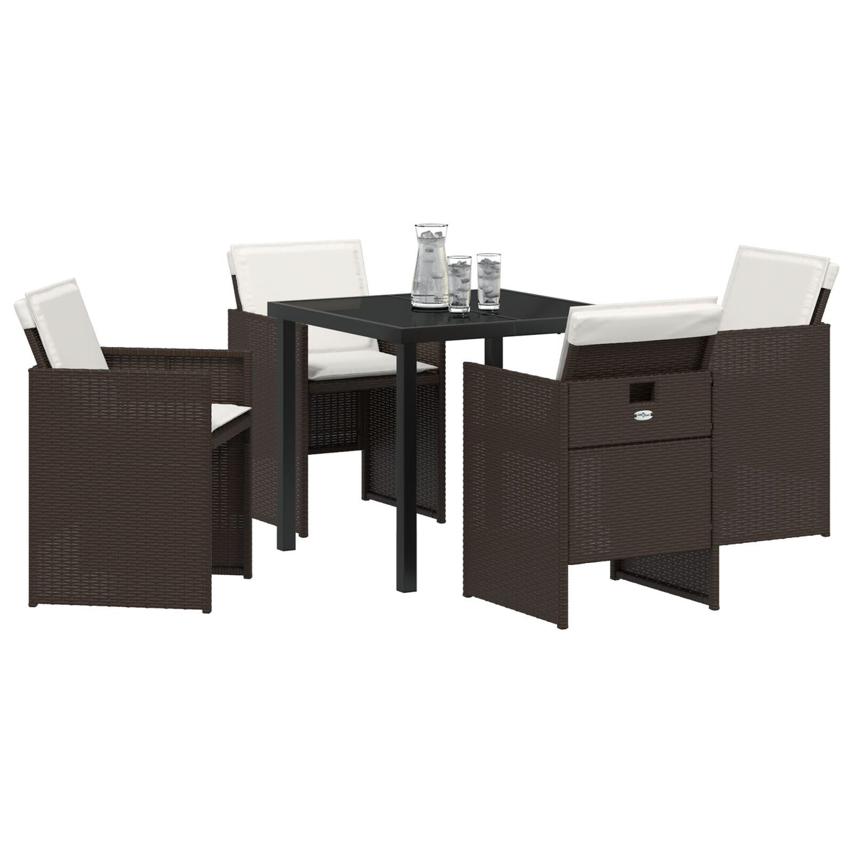 5-teilige Garten-Essgruppe mit Kissen Braun Poly-Rattan