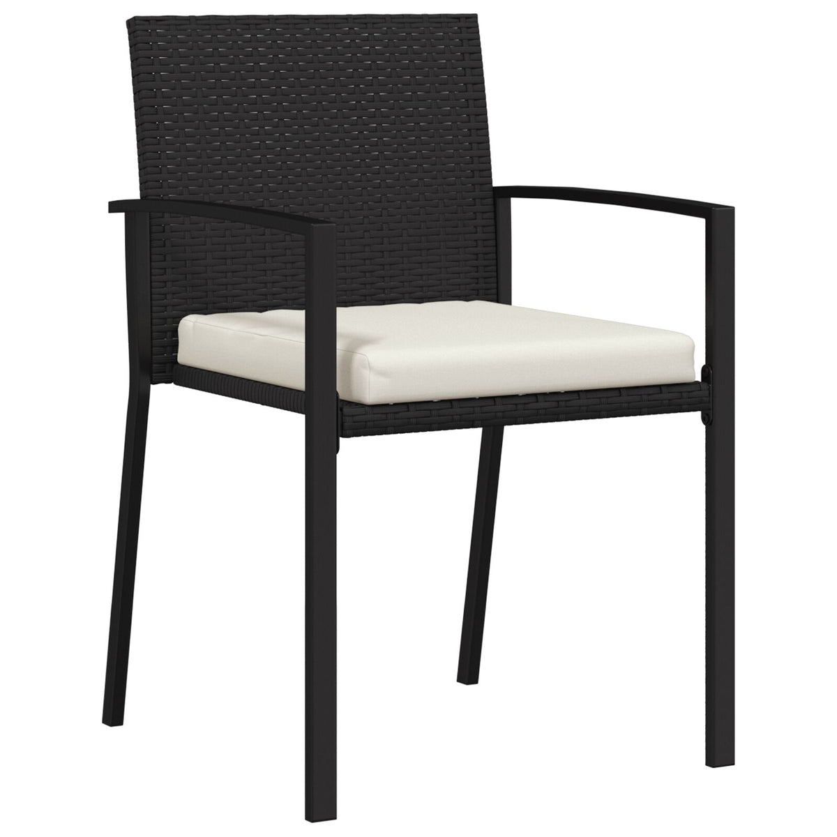 3-teiliges Garten-Essgruppe Schwarz Poly Rattan