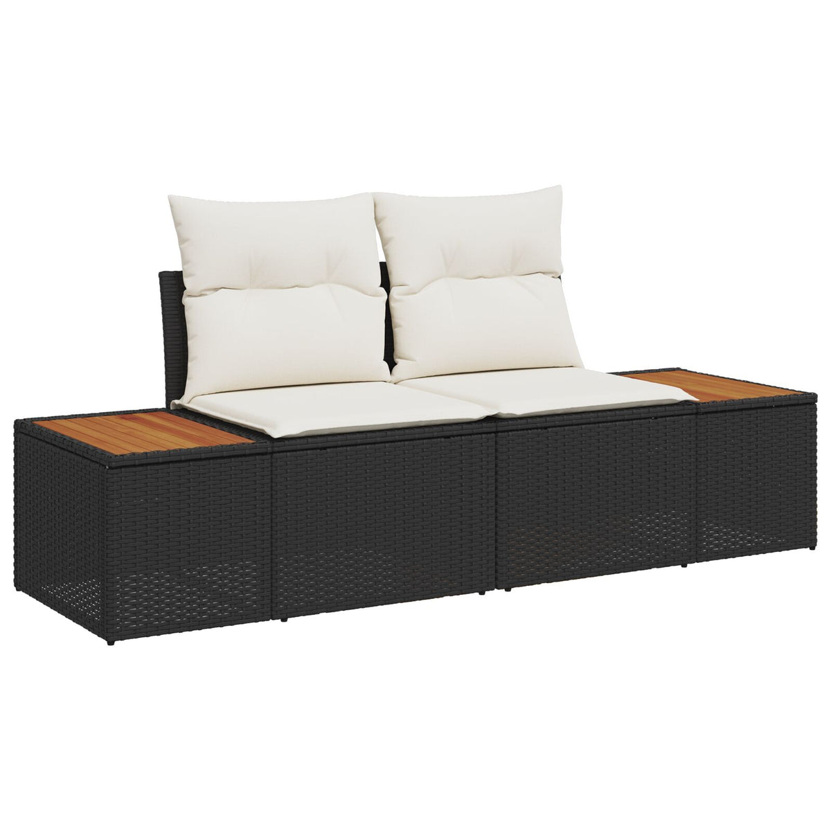8-teilige Garten Essgruppe mit Kissen Schwarz Poly Rattan Akazie