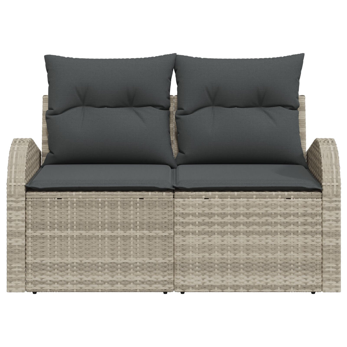 2-Sitzer Garten Sofa mit Stauraum & Kissen Hellgrau Poly-Rattan