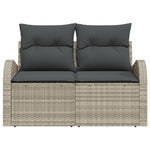 2-Sitzer Garten Sofa mit Stauraum & Kissen Hellgrau Poly-Rattan