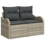 2-Sitzer Gartensofa mit Stauraum und Kissen Hellgrau Poly Rattan