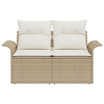 2-Sitzer Gartensofa mit Kissen Beige Polyrattan