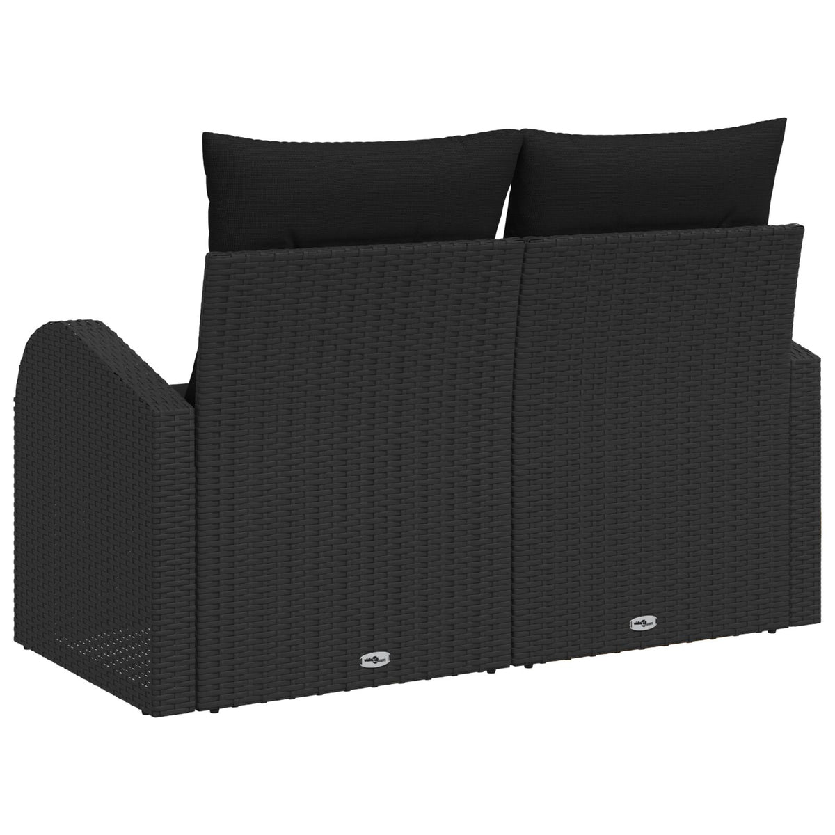 2-Sitzer Garten Sofa mit Stauraum & Kissen Schwarz Poly Rattan
