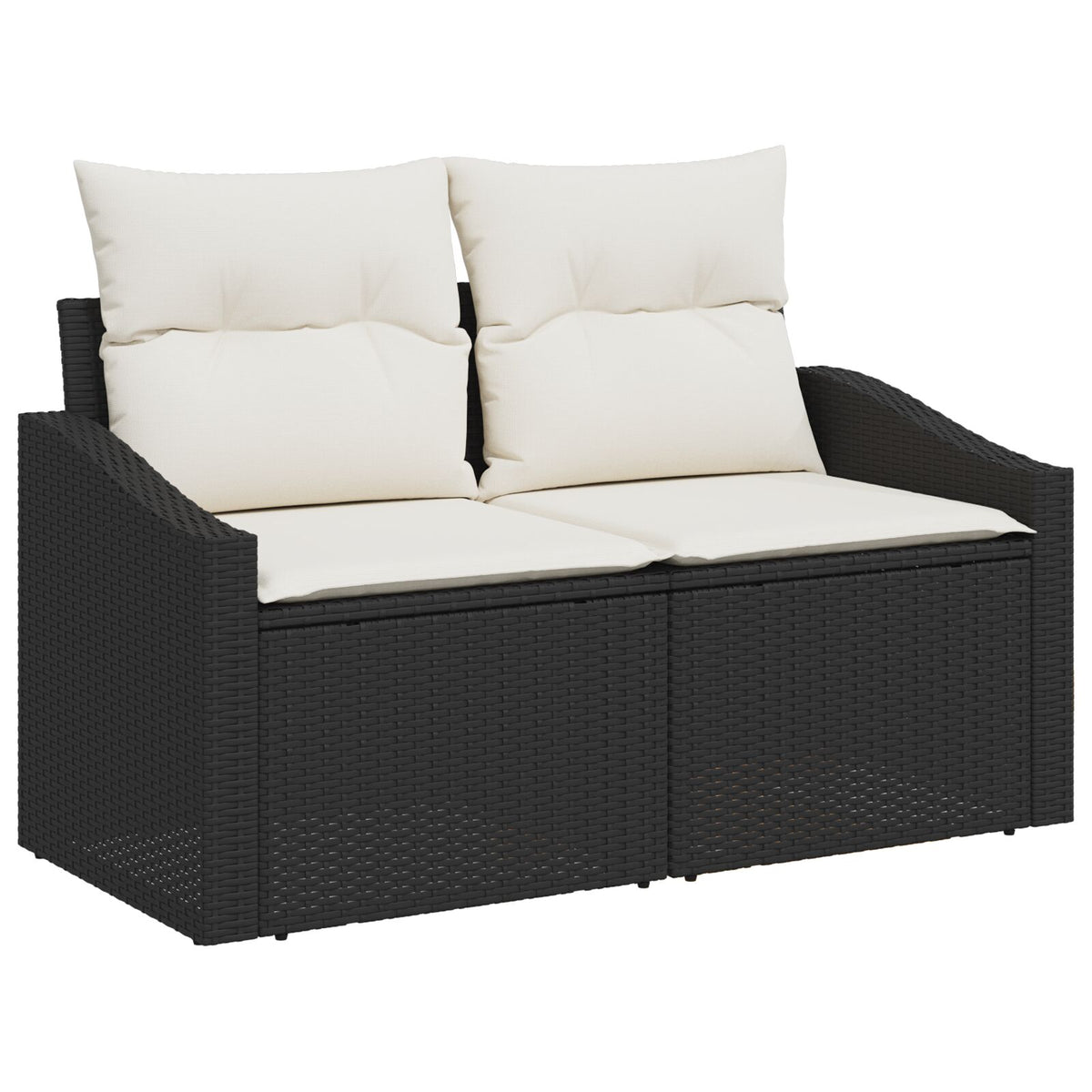 2-Sitzer Garten Sofa mit Kissen Schwarz Poly Rattan
