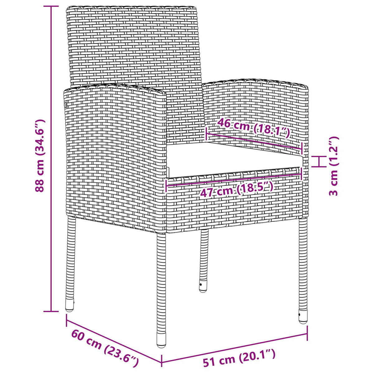 5-teiliges Garten Essgruppen Set mit Kissen schwarzes Poly-Rattan