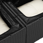 2-Sitzer Garten-Sofa mit Stauraum & Kissen Schwarz Poly Rattan