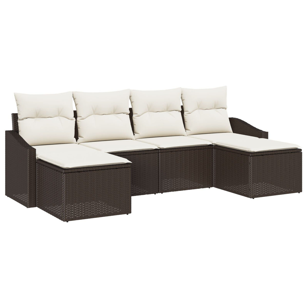 6-teilige Garten Essgruppe mit Kissen Braun Poly Rattan