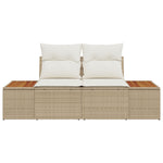 2-Sitzer Garten-Sofa mit Kissen Beige Poly Rattan