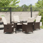 5-teilige Garten-Essgruppe mit Kissen, Braun Poly Rattan