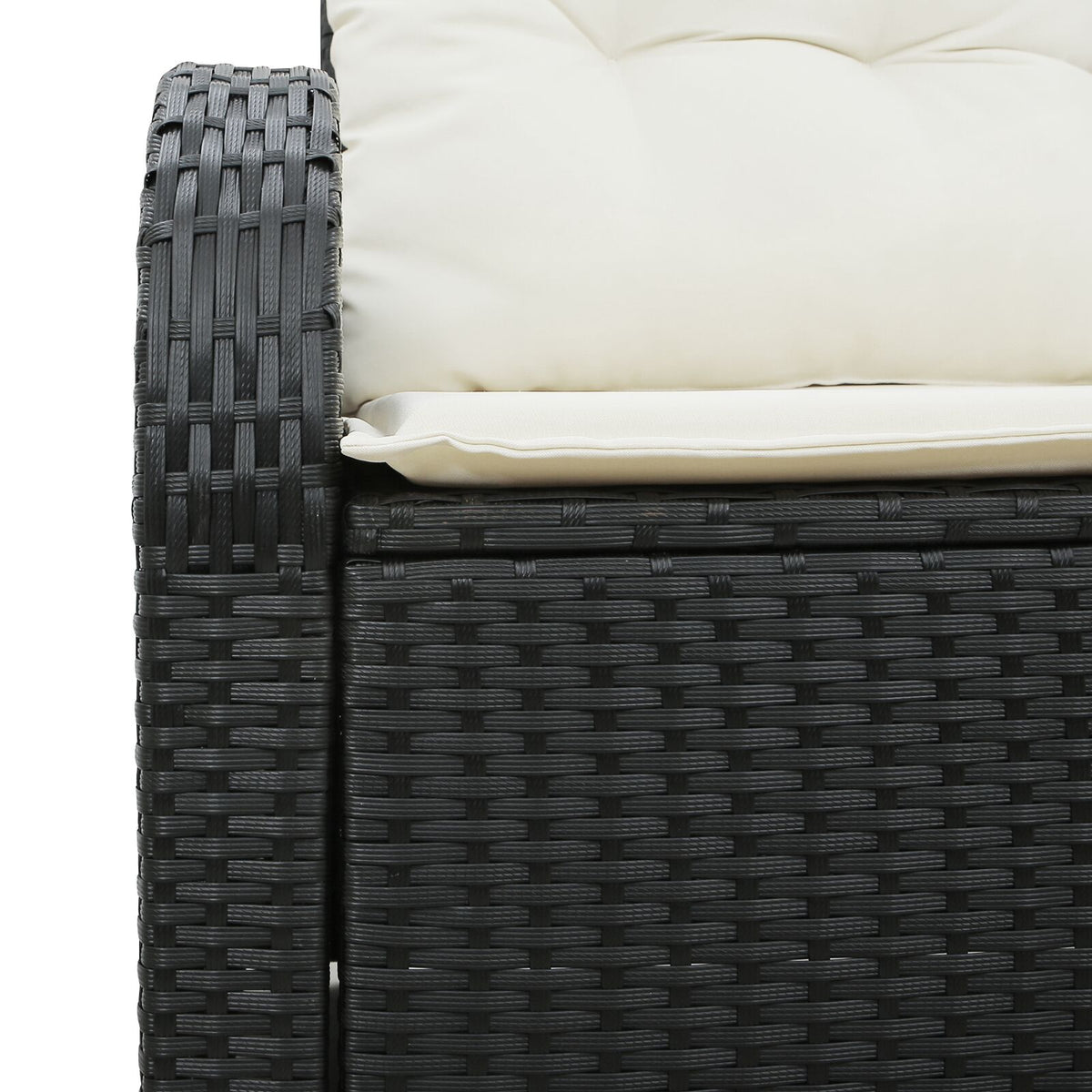 2-Sitzer Garten-Sofa mit Stauraum & Kissen Schwarz Poly-Rattan