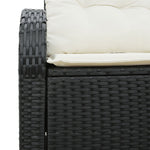 2-Sitzer Garten-Sofa mit Stauraum & Kissen Schwarz Poly-Rattan