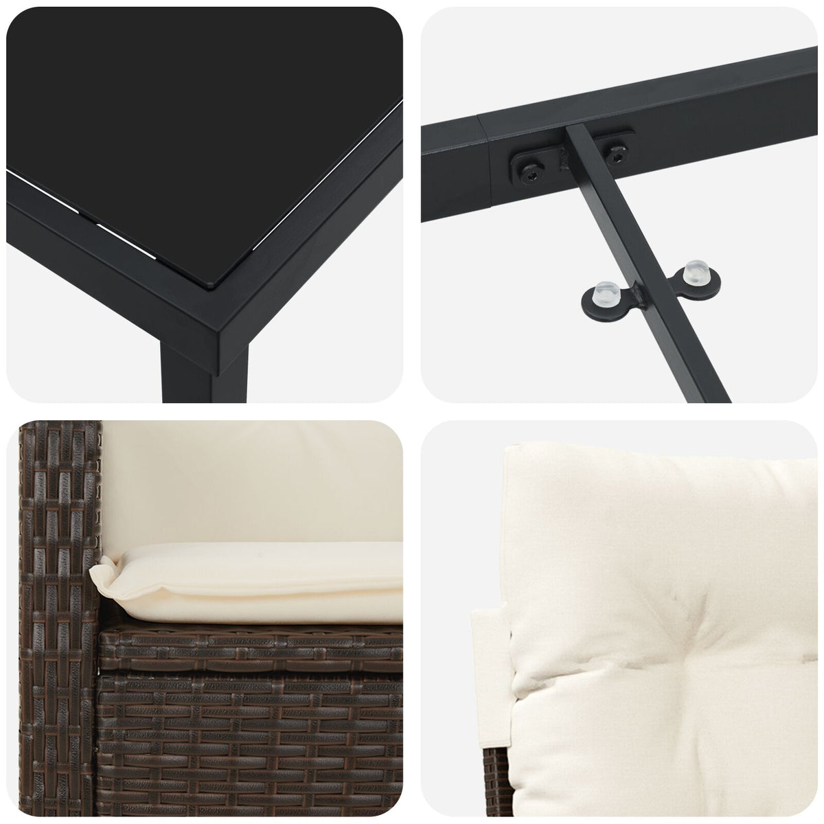 5-teiliges Garten-Essgruppe mit Kissen Braun Poly-Rattan