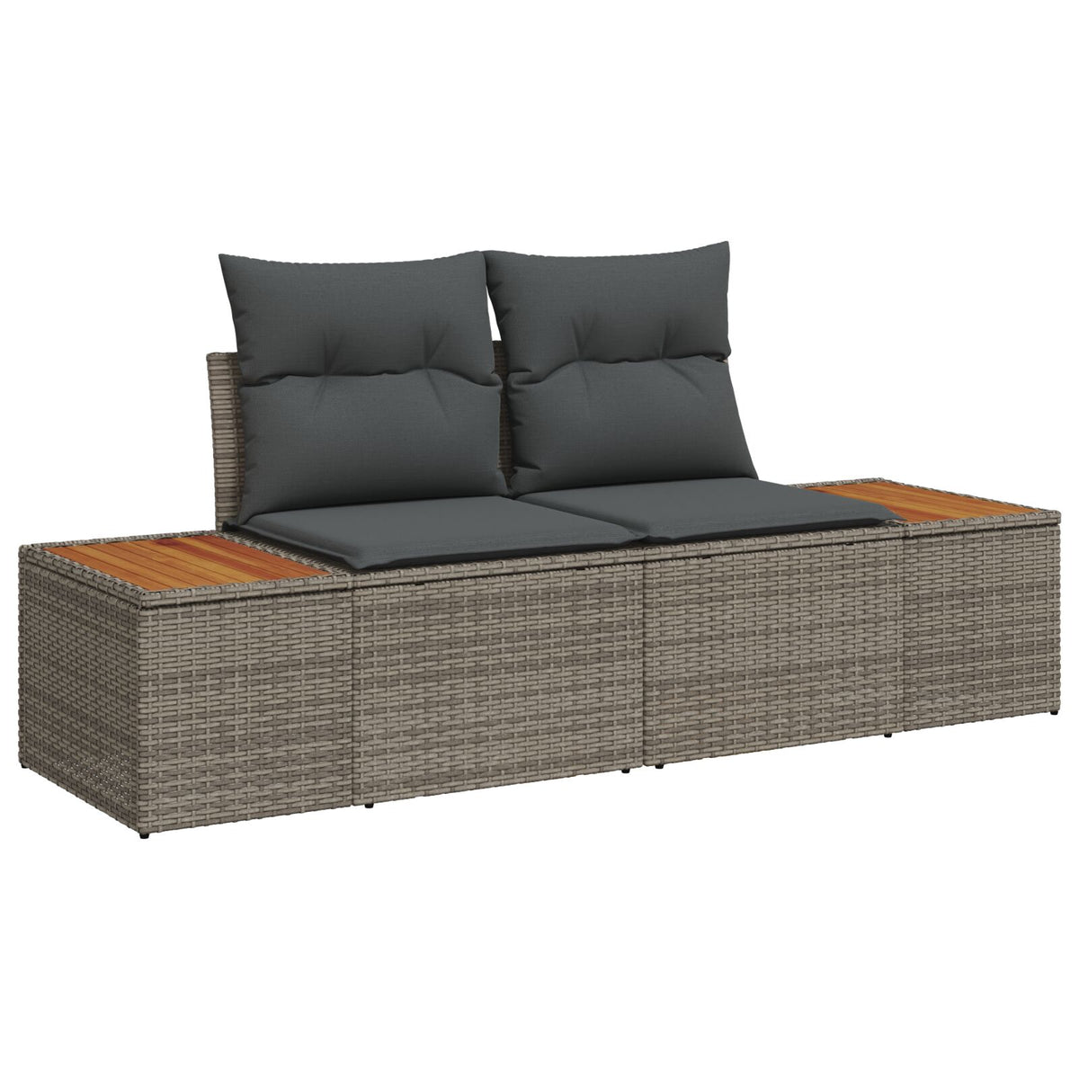 2-Sitzer Gartensofa mit Kissen Grau Poly Rattan