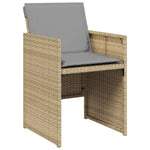 9-teilige Garten Essgruppe mit Kissen Beiges Poly-Rattan