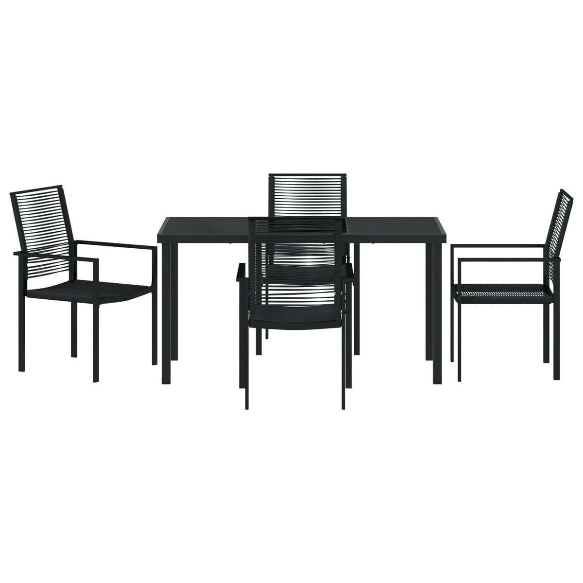 5-teiliges Garten-Esszimmer-Set Schwarz PVC-Rattan