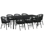 9-teiliges Garten-Essgruppe Schwarz Poly-Rattan