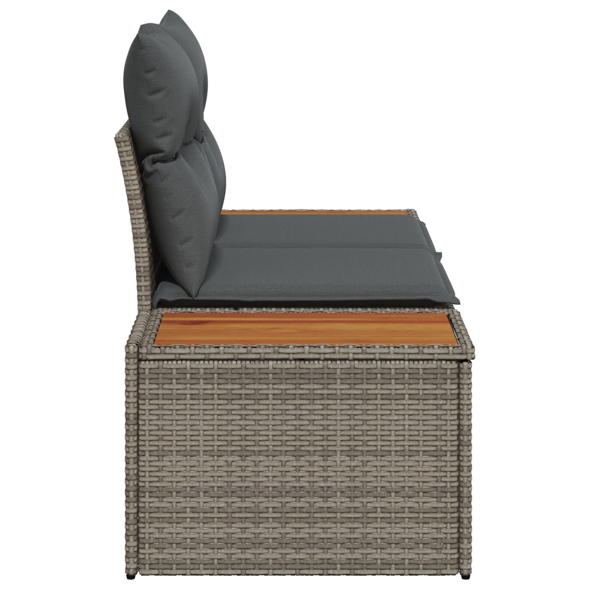 2-Sitzer Gartensofa mit Kissen Grau Poly Rattan