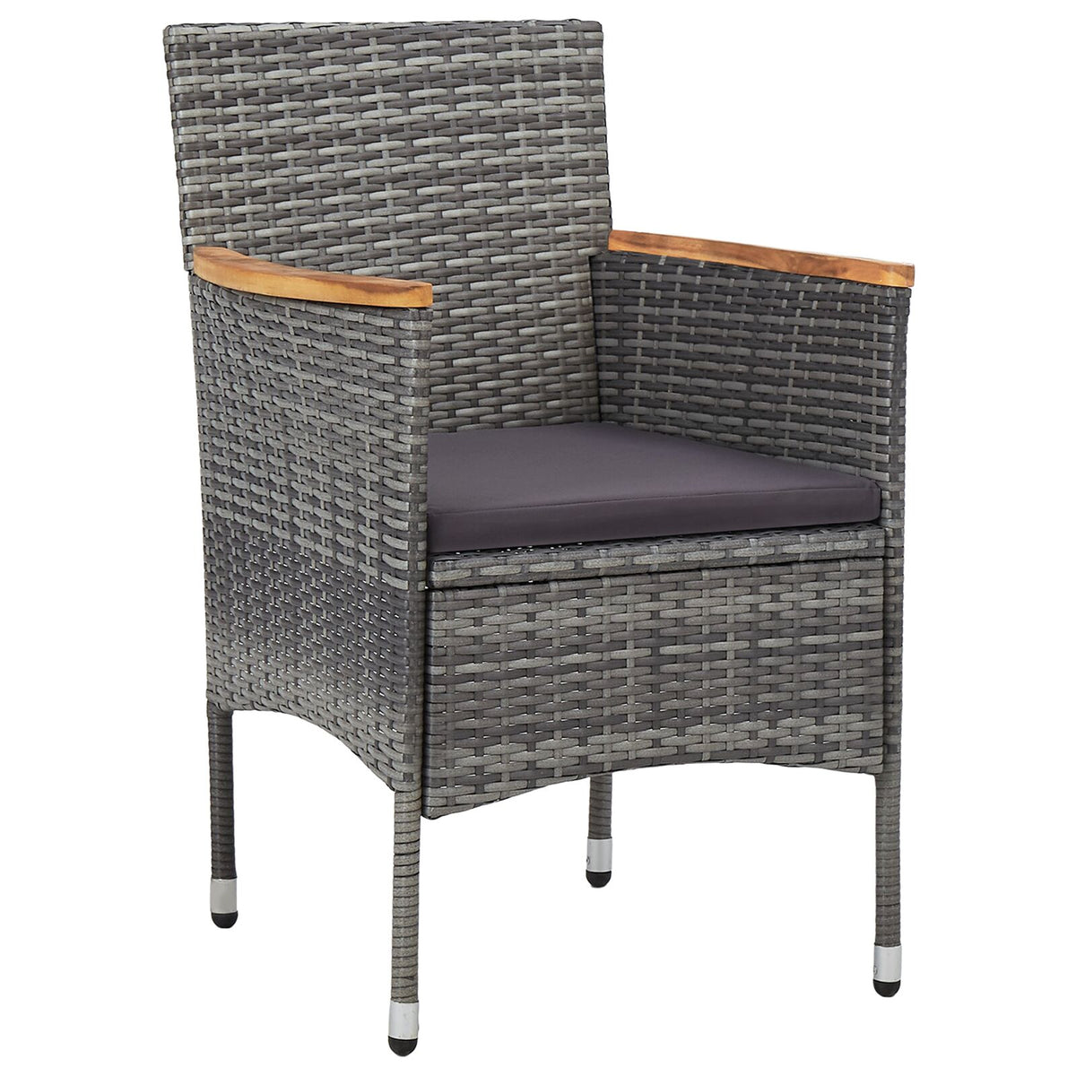 3-teiliges Garten-Essgruppen-Set Graues Poly-Rattan