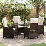 5-teiliges Garten-Essgruppe mit Kissen Braun Poly-Rattan