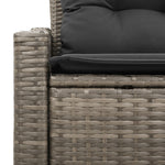 2-Sitzer Garten-Sofa mit Kissen Grau Poly Rattan