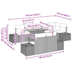 9-teiliges Garten Essgruppe mit Kissen Beige Poly Rattan Akazie