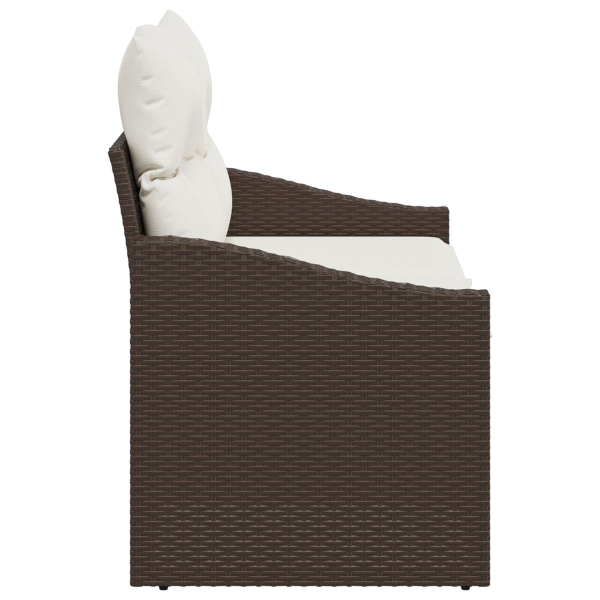 2-Sitzer Gartenbank mit Stauraum & Kissen Braun Poly Rattan