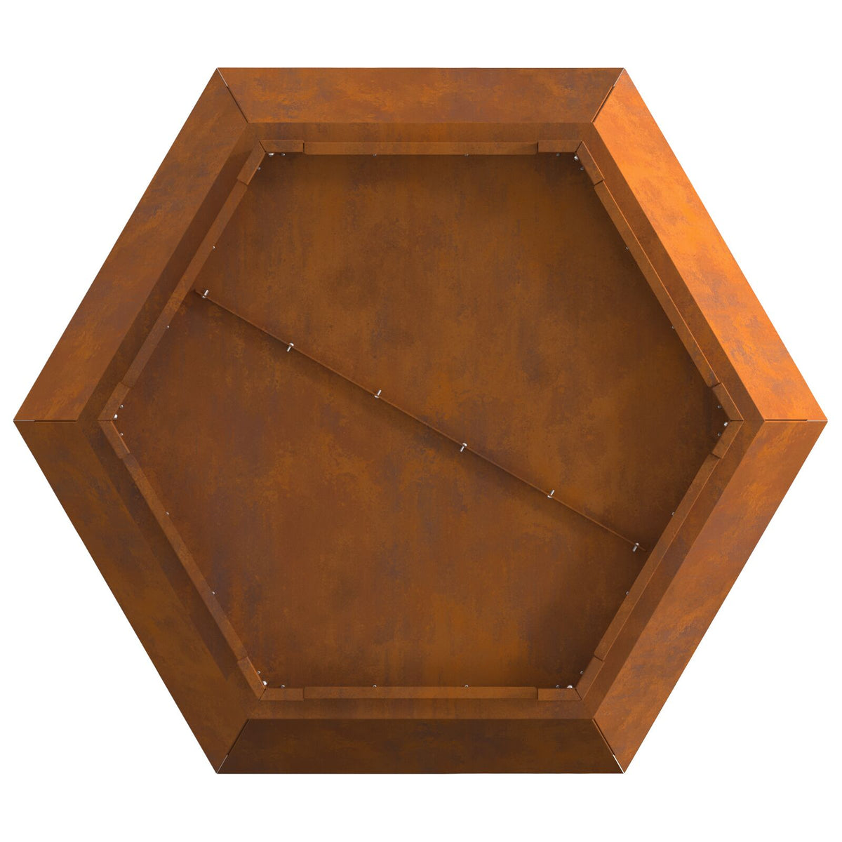 Feuerstelle Sechseckig 75x75x28 cm Wetterstahl
