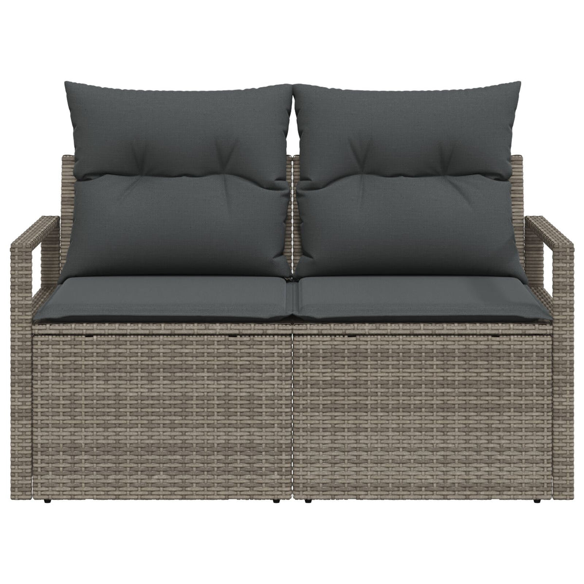 2-Sitzer Garten Sofa mit Kissen Grau Poly Rattan