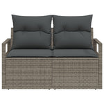 2-Sitzer Garten Sofa mit Kissen Grau Poly Rattan