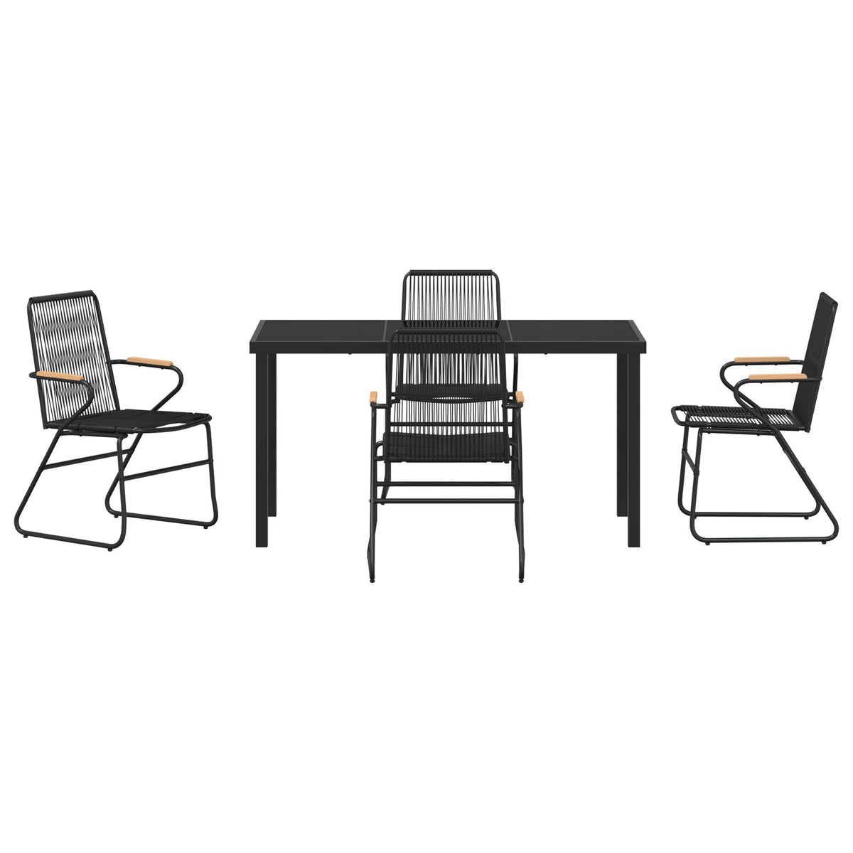 5-teiliges Garten-Essgruppen-Set Schwarz PVC Rattan