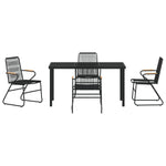 5-teiliges Garten-Essgruppen-Set Schwarz PVC Rattan