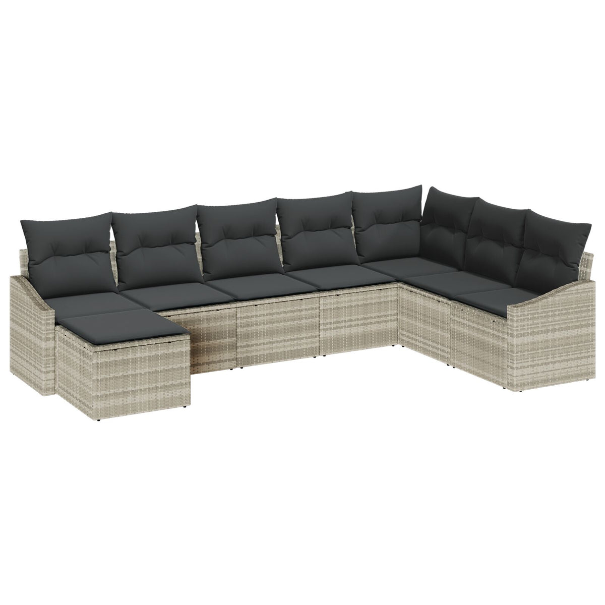 8-teiliges Garten Essaloha mit Kissen Lichtgrau Poly Rattan