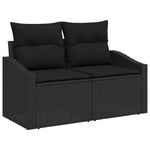 2-Sitzer Gartensofa mit Stauraum & Kissen Schwarz Poly Rattan