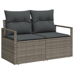 2-Sitzer Garten-Sofa mit Stauraum und Kissen Grau Poly Rattan