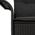 2-Sitzer Garten Sofa mit Kissen Schwarz Poly-Rattan