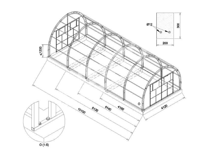Gewächshaus 4x8 m Agromax 4mm