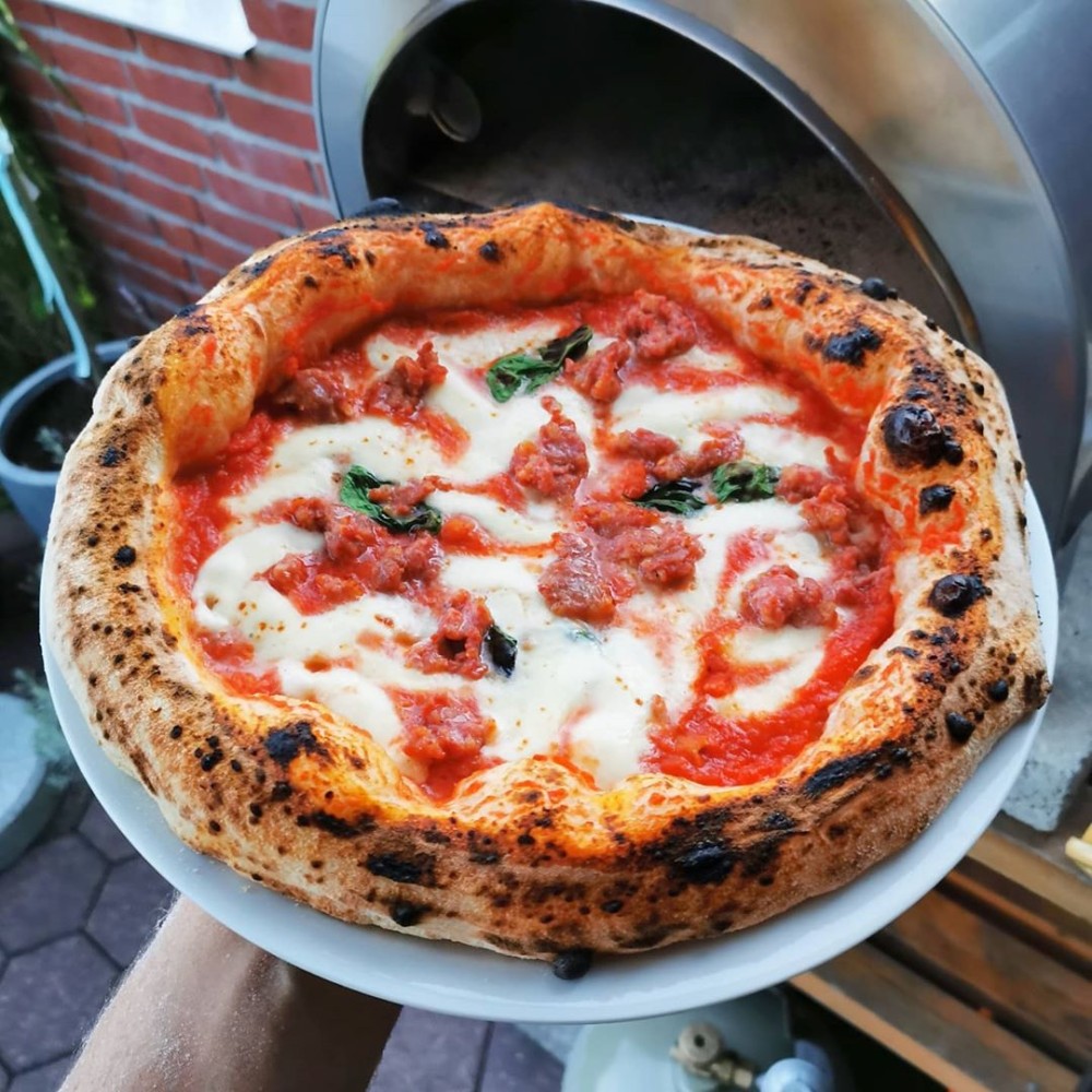 Ardore Gas-Pizzaofen "Antik Kupfer" - Natürliches Gas | 40x40cm Backfläche | Leistungsstark & Kompakt