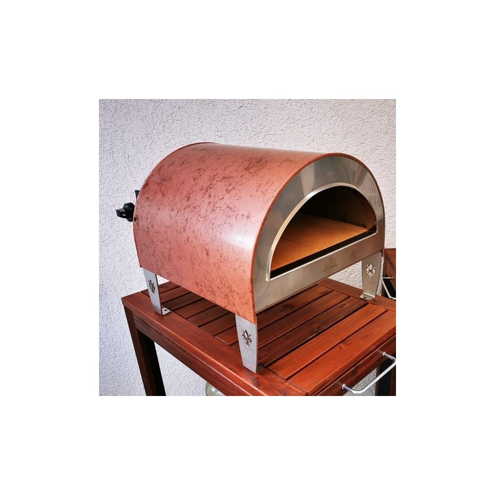 Ardore Gas-Pizzaofen "Antik Kupfer" - Natürliches Gas | 40x40cm Backfläche | Leistungsstark & Kompakt