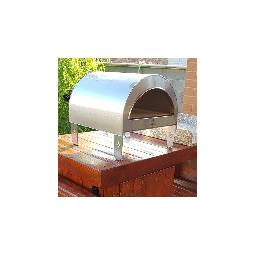 Ardore Gas Pizzaofen "Bright Silver" | 40x40cm Backfläche | Bis 550°C | Kompakt & Leicht