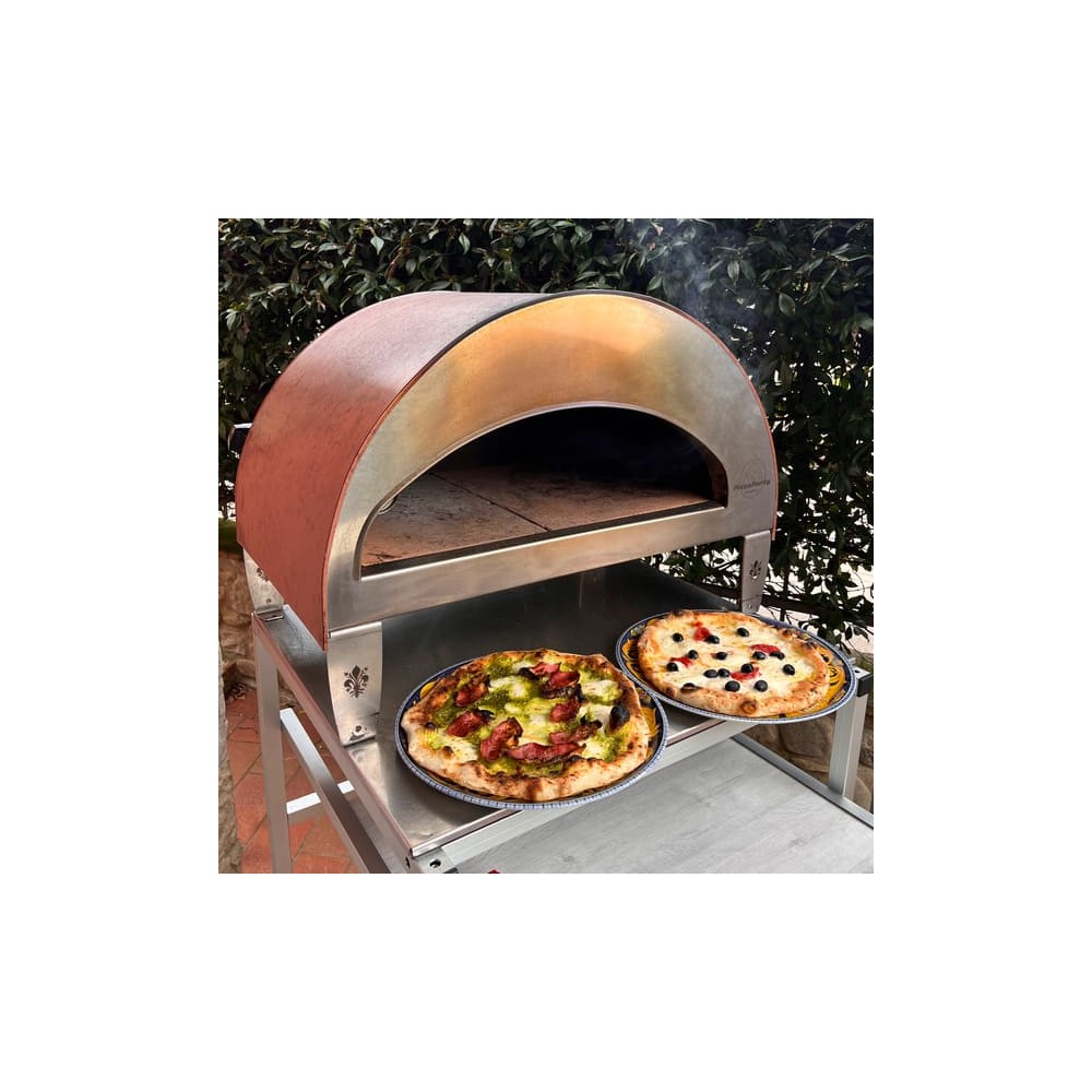 Emozione Großer Außen-Gasbackofen für 2 Pizzen "Antik Kupfer" | 40x70cm Backfläche | Professionelle Ergebnisse