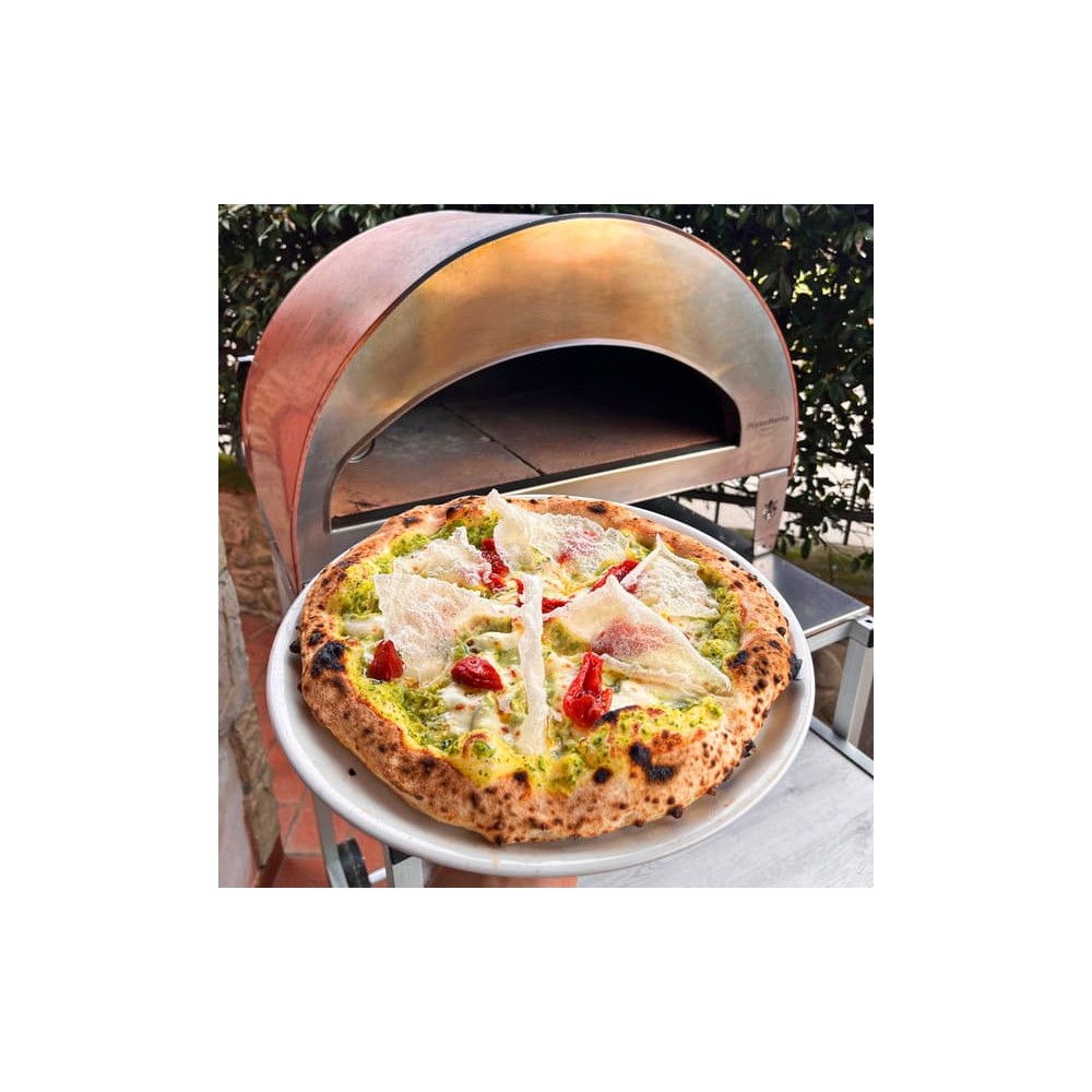 Emozione Großer Außen-Gasbackofen für 2 Pizzen "Antik Kupfer" | 40x70cm Backfläche | Professionelle Ergebnisse