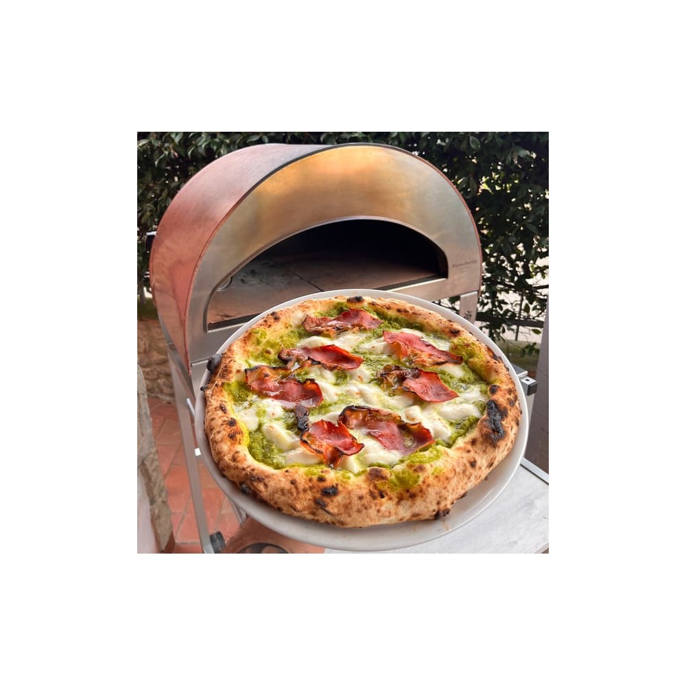 Emozione Großer Außen-Gasbackofen für 2 Pizzen "Antik Kupfer" | 40x70cm Backfläche | Professionelle Ergebnisse