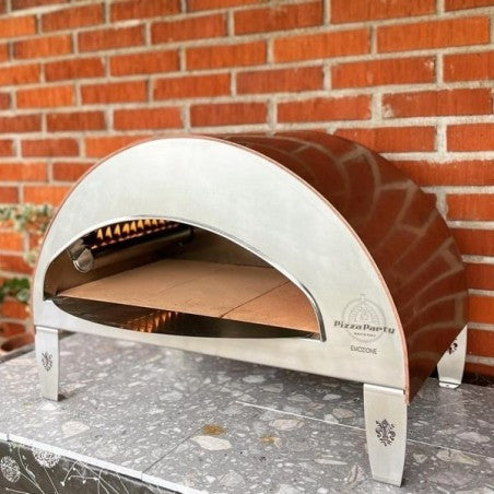 Emozione Großer Außen-Gasbackofen für 2 Pizzen "Antik Kupfer" | 40x70cm Backfläche | Professionelle Ergebnisse