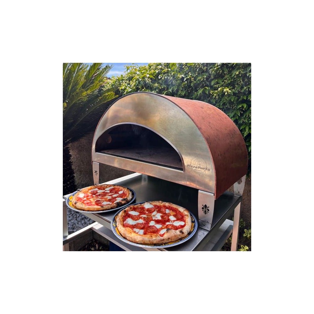 Emozione Großer Außen-Gasbackofen für 2 Pizzen "Antik Kupfer" | 40x70cm Backfläche | Professionelle Ergebnisse