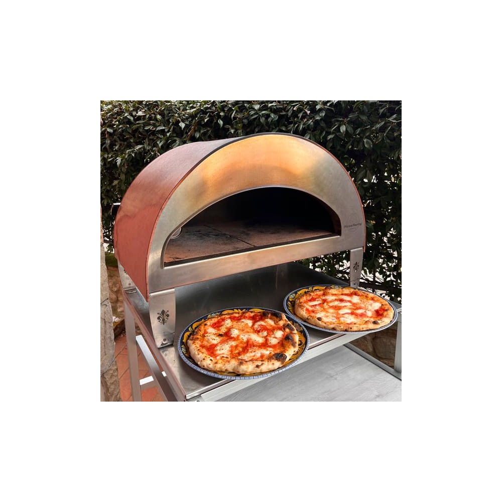Emozione Großer Außen-Gasbackofen für 2 Pizzen "Antik Kupfer" | 40x70cm Backfläche | Professionelle Ergebnisse